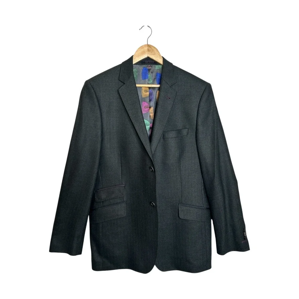 Ted Baker Endurance STALJAK Gray Wool Cashmere Blazer Jacket 42R
